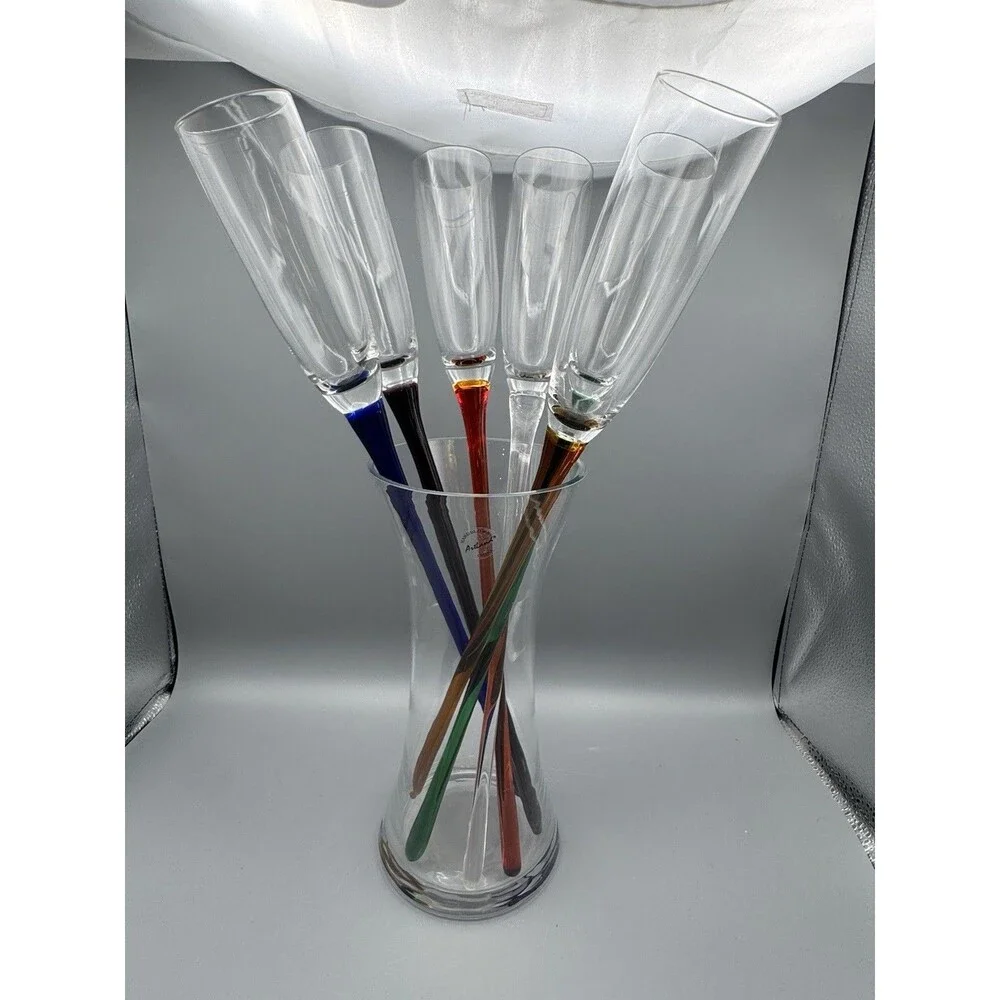 Vintage Artland Celebration Collection 6 oz Long Stem Champagne Toasting Flutes